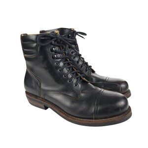ROKKER Urban Racer Men Boots 43 Black Leather Lace Up Combat Jump Moto